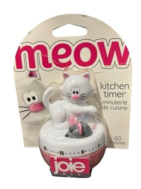 New Joie White & Pink Cat Meow Kitchen Timer